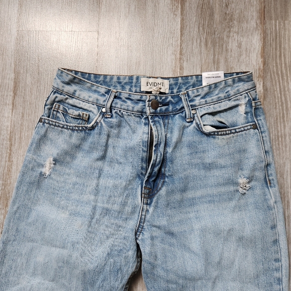 Evidnt Med Wash Med Rise Blue Denim Jeans Distressed Straight Leg Sz 27 - Picture 3 of 10